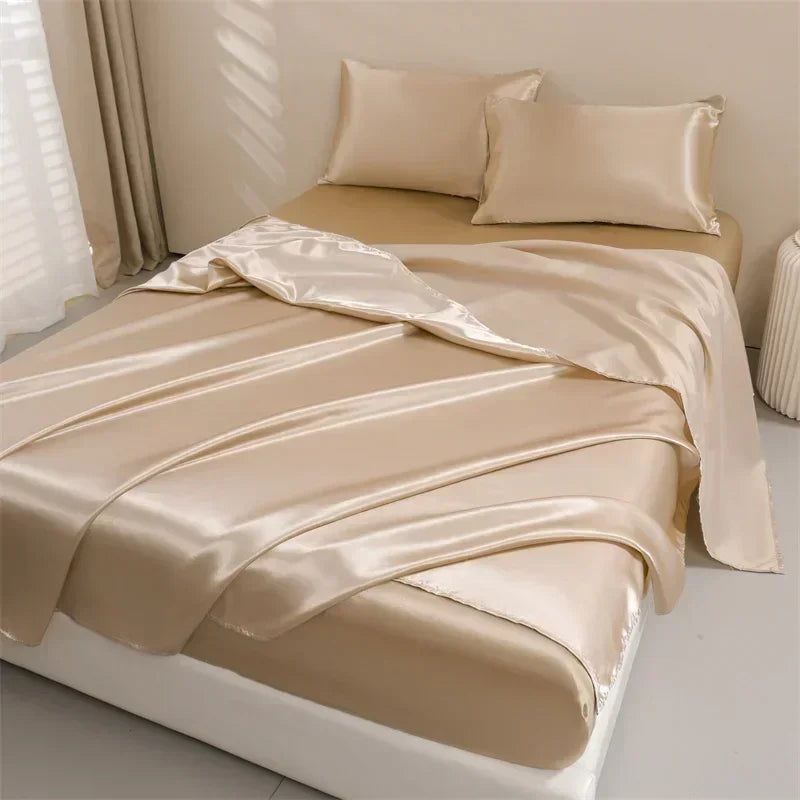4 Pcs Satin Bed Sheets