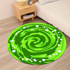 Vibrant Green Swirl Round Area Rug