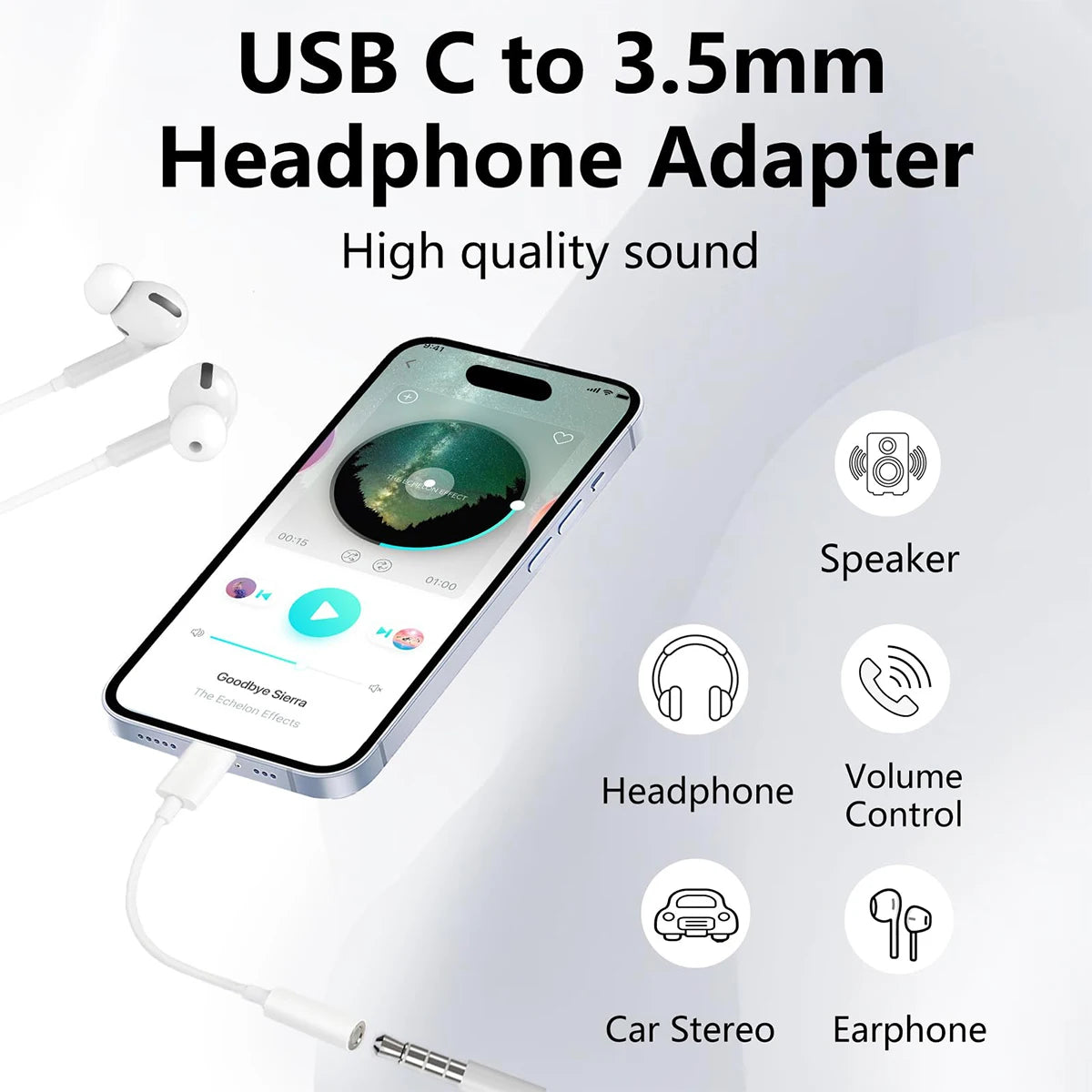1-2Pcs Type C To 3.5 mm Aux Adapter