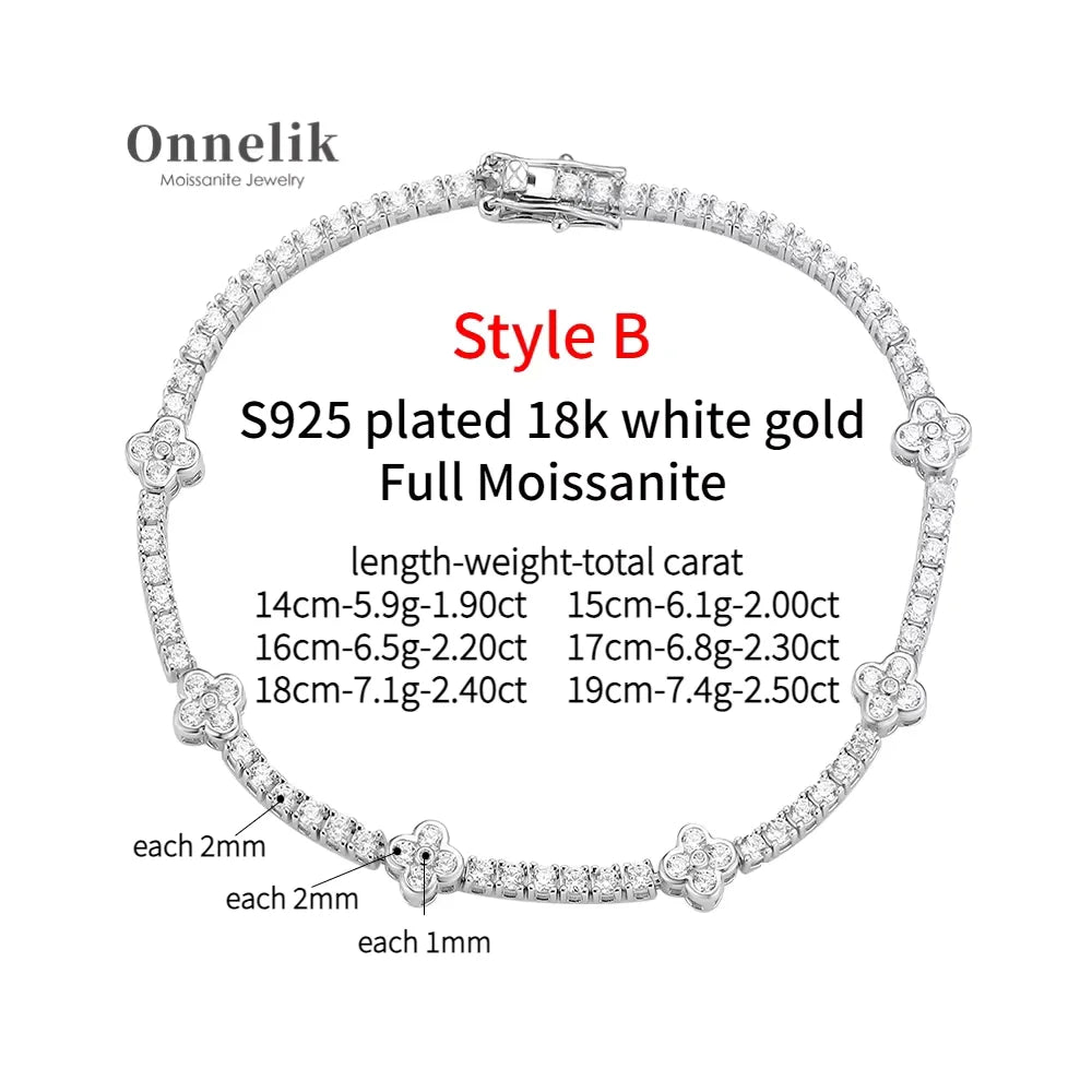 Onnelik Full 3mm Tennis Moissanite Bracelet