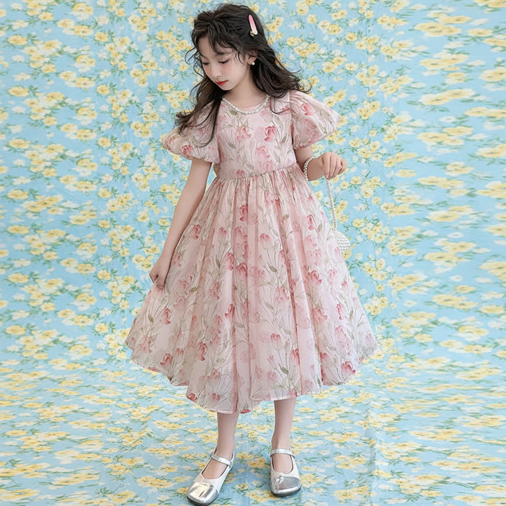 summer Elegant Flower Princess Dresses vestidos elegantes para mujer kids girls dress clothes vestido verano 12 14 enfant fille