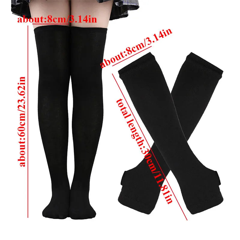 2Pair/ Gothic Punk Over Knee Long Stripe Socks