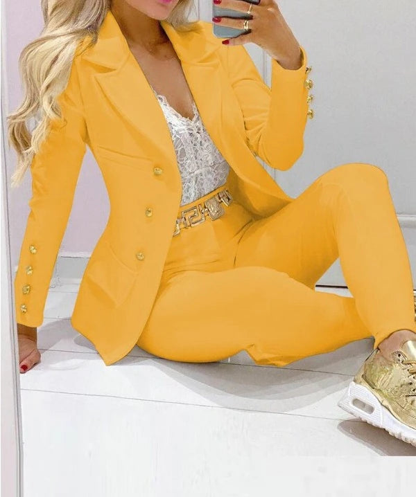 Versatile Casual Long Sleeve Jacket and pants Suit