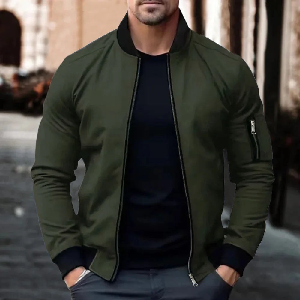 Solid Color Bomber Jacket