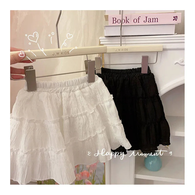Summer Elastic Waist Layered Girls Short Skirt