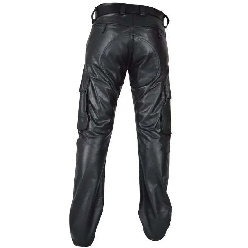 Faux Leather Slim-Fit Motorcycle Trousers