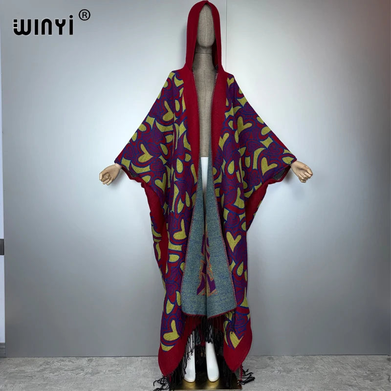 WINYI African boho hooded abaya