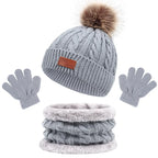 3Pcs Winter Baby beanie hat and scarfs with gloves