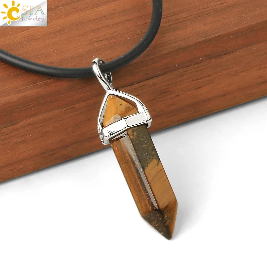 Hexagonal Bullet Crystal Necklaces