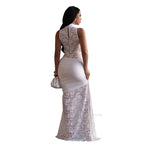 Lace Ruched High Split Maxi  Dress