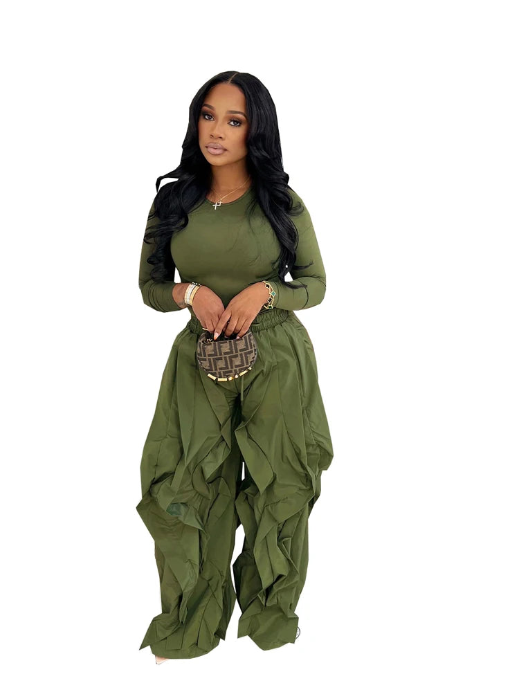 Divine33 ruffle pants Two Piece