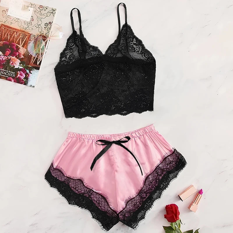 2PCS Women's Satin Pajama Set