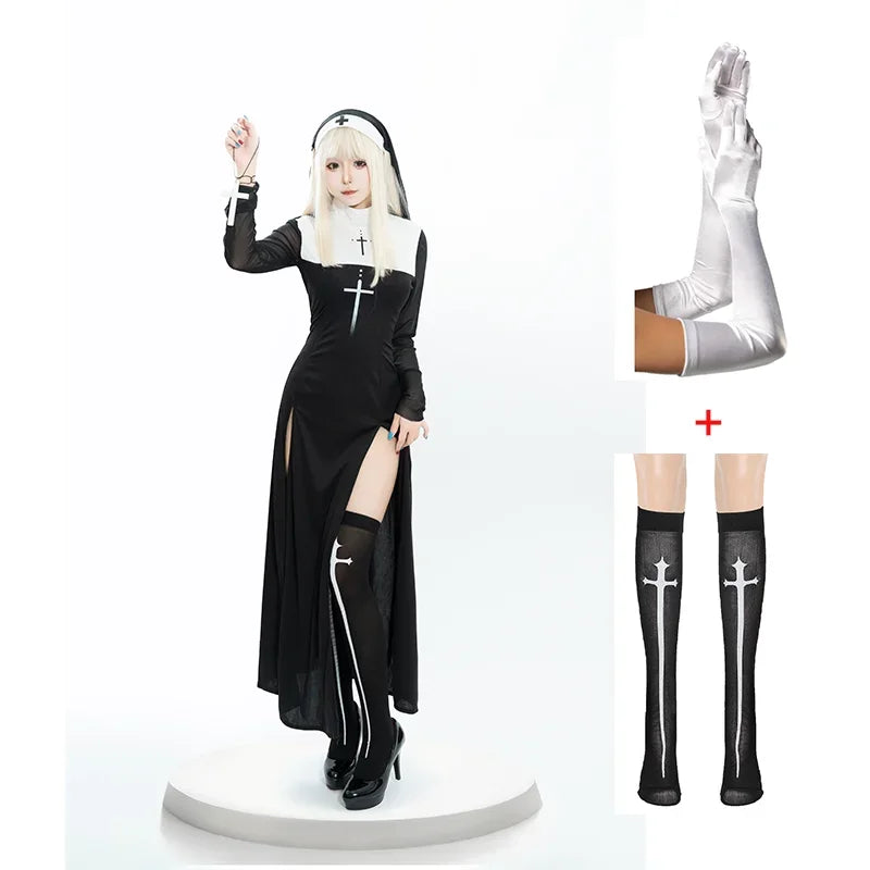 Halloween Anime Cosplay Costume Sexy Nun Dress