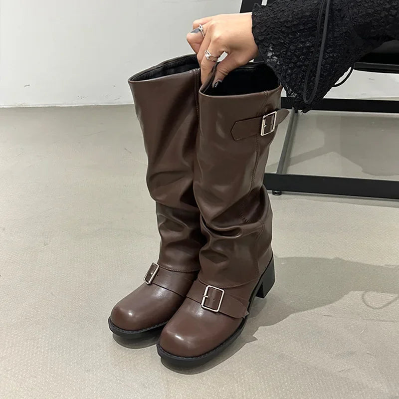 Knee High Platform Chunky Heels