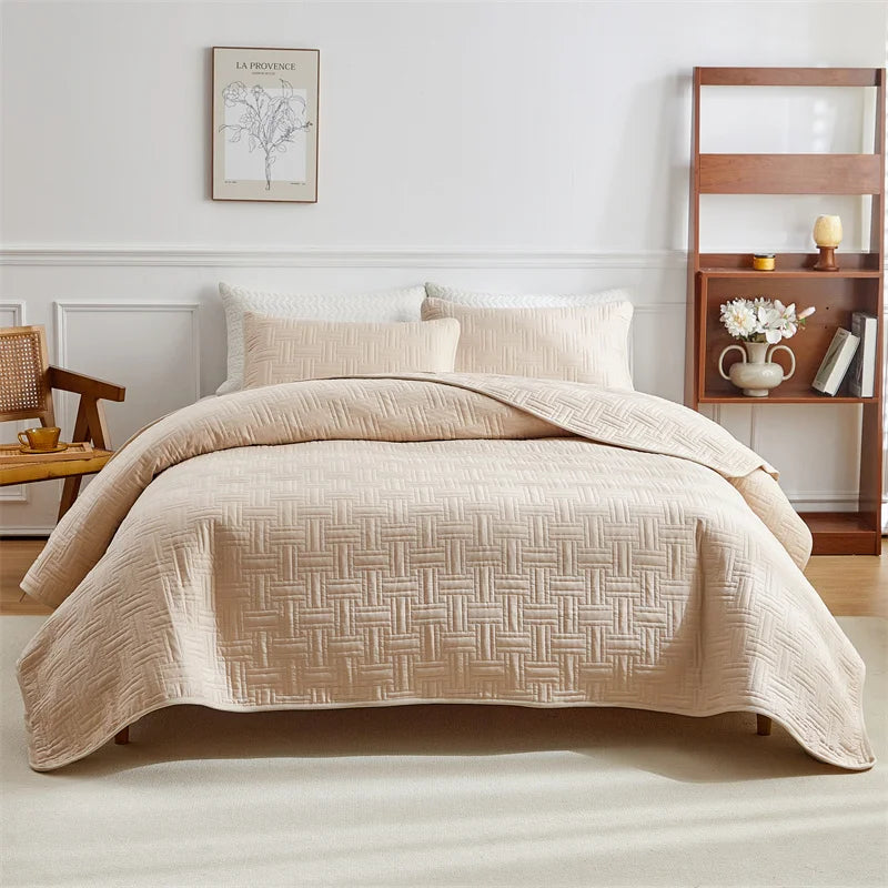 3pcs set, Quilted Cotton Bedspread