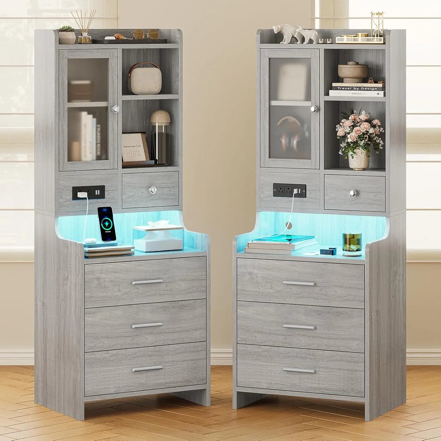Grey Nightstand Set