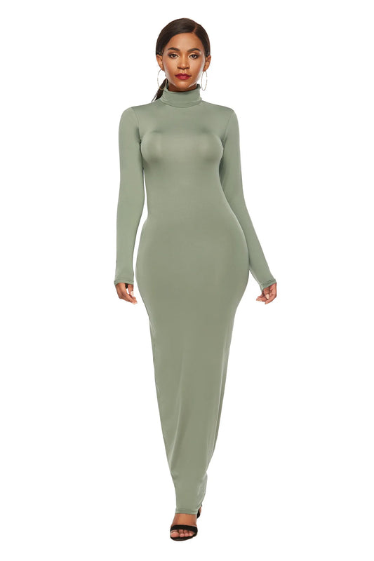 Slim Long High Neck Bodycon Dress