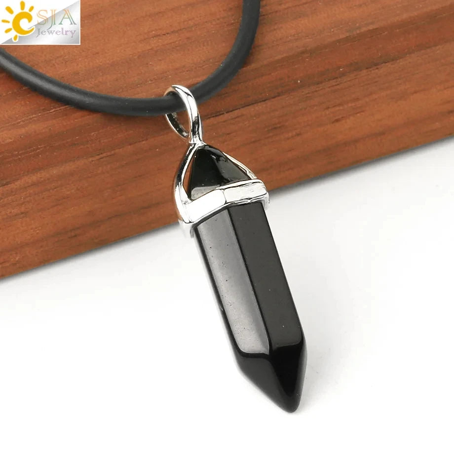 Hexagonal Bullet Crystal Necklaces