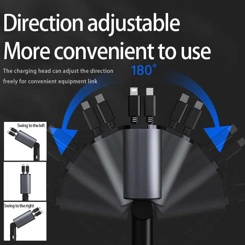 Retractable Car Charger, 4 in 1 Fast Car Phone Charger