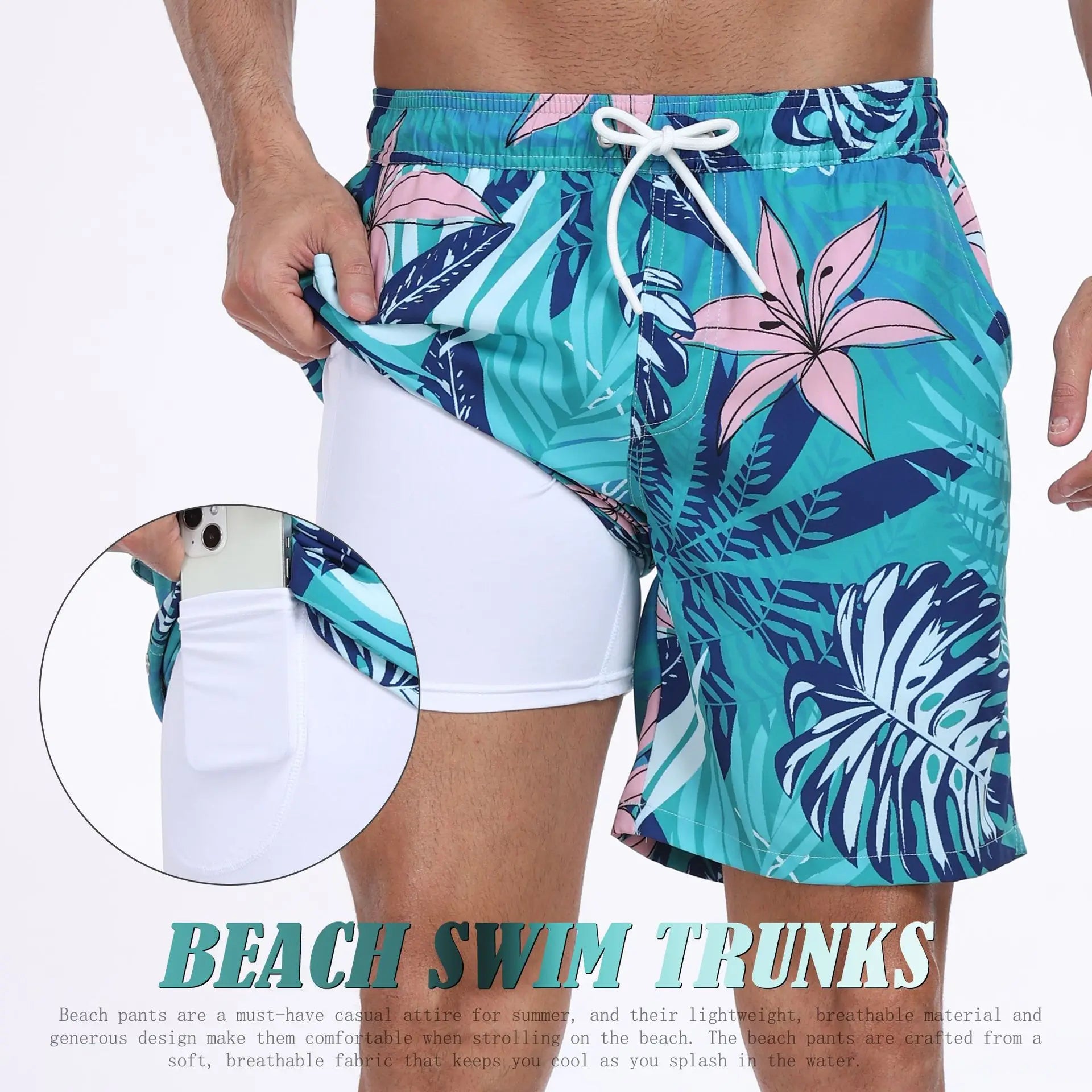 2026 Mens Beach Print Shorts