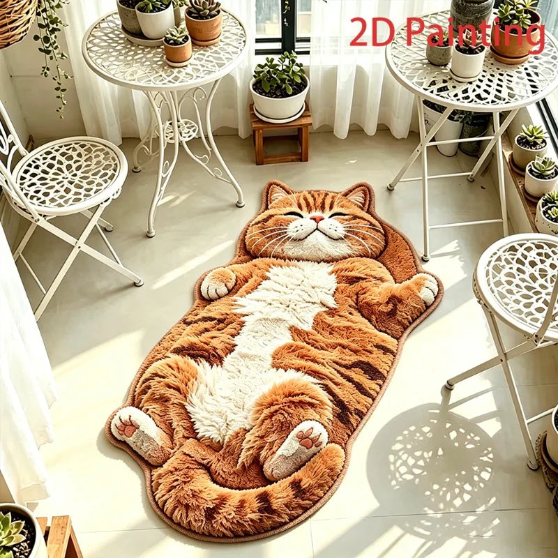 Cute Cartoon Cat-shaped Rug Soft Plush Bedroom