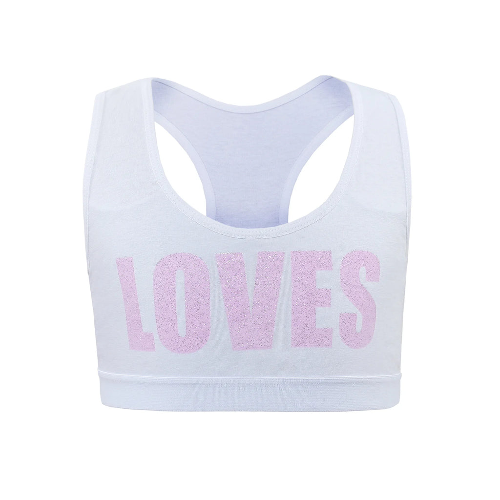 2/4PCS Big Girls Loves Printed Sports Training Bras