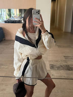 Elegant Contrast Jacket Shorts Suit