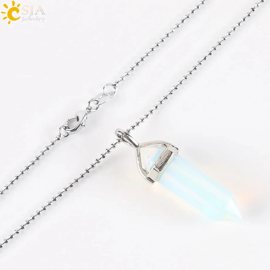 Hexagonal Bullet Crystal Necklaces