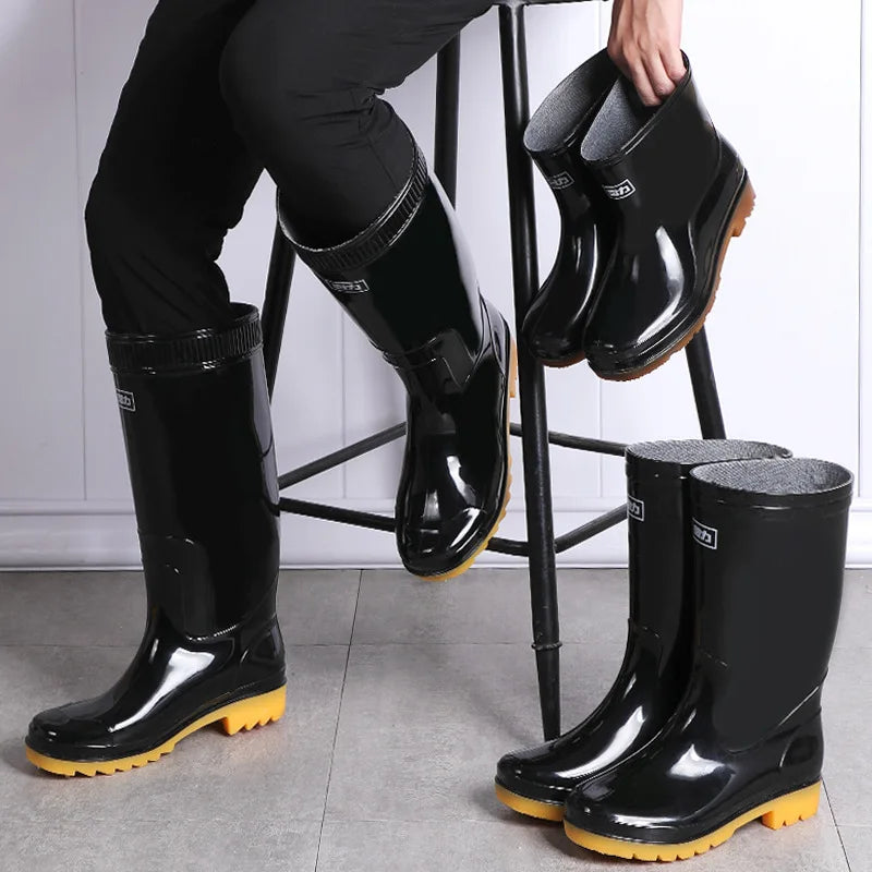 Low High Tube Black  Rain Boots