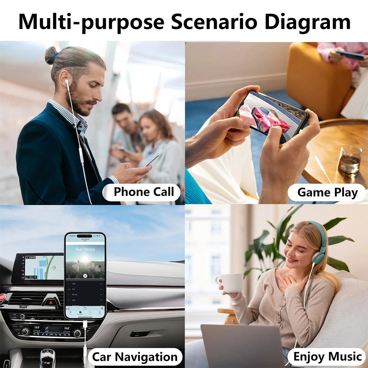 1-2Pcs Type C To 3.5 mm Aux Adapter