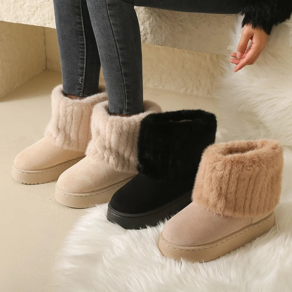 Plush Warm Mid Heel WaterProof Snow Boots