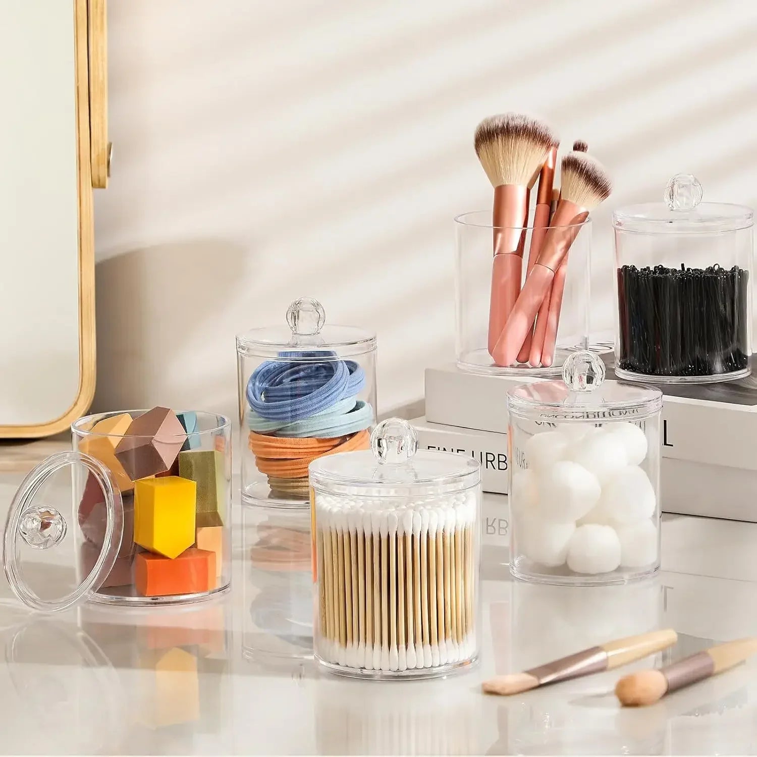 1pcs Cotton Swab Storage Box Acrylic Jar