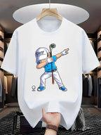 Golf Player Printed Round Neck T-shirt Top