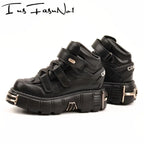 Metal Toe Platform Punk Flats Black Gothic Shoes