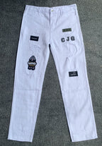 White Embroidery Skinny Ripped Jeans