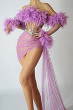Mini Length Ruffled Tulle NightClub cocktail Dress