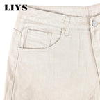 LIYS Men's American Beige Loose Wide Leg Jeans