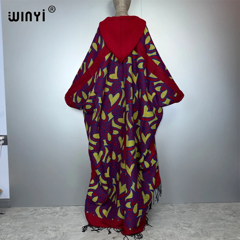 WINYI African boho hooded abaya