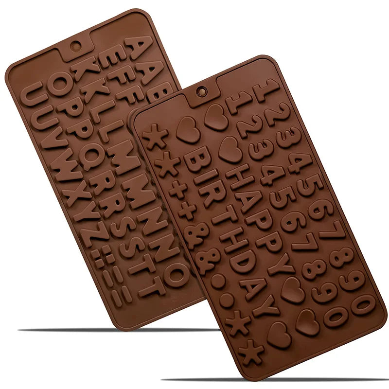 2Pack Silicone Letter and Number Chocolate