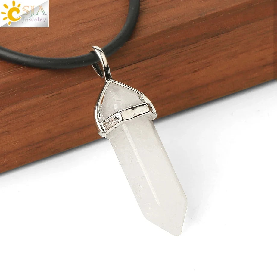 Hexagonal Bullet Crystal Necklaces