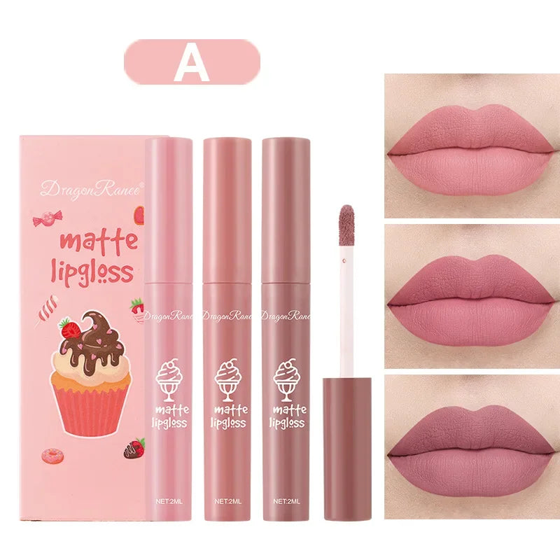 3PCS/Set Velvet Matte Nude Liquid Lipstick