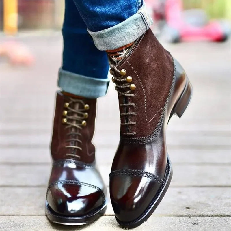 Men Short Boots Brown Bullock Flock
