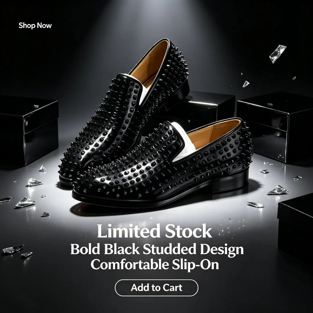 Black Rivets  Red Sole Loafers