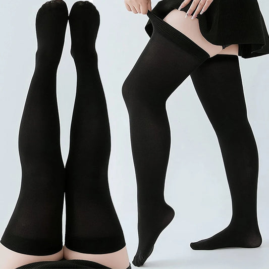 Sexy Black & White Solid Color Long Socks