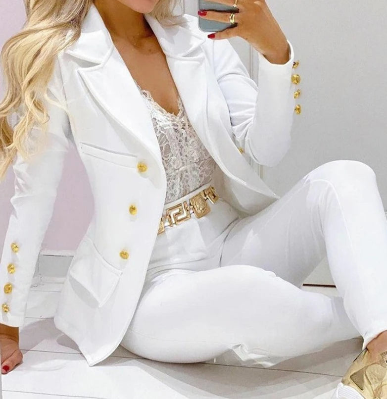 Versatile Casual Long Sleeve Jacket and pants Suit