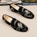 Men Suede Leather Designer Embroidery Loafers