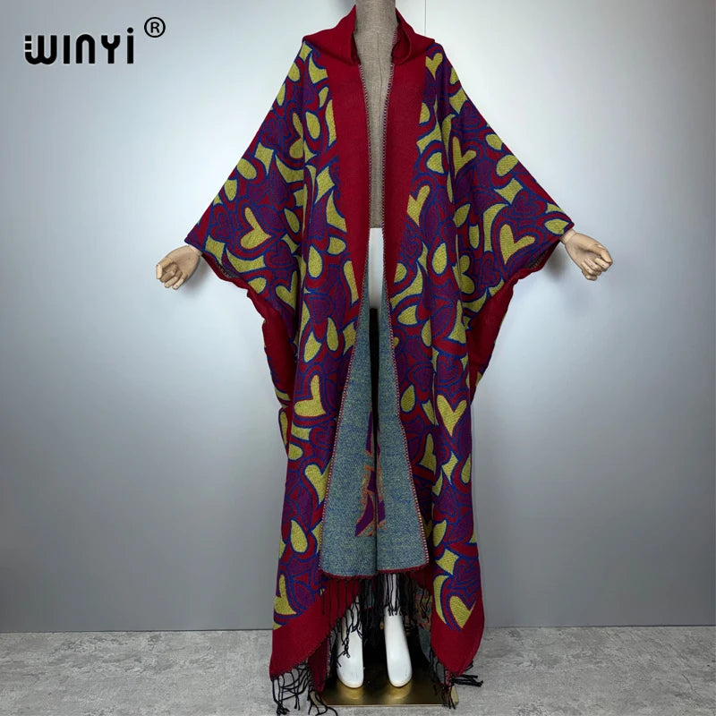 WINYI African boho hooded abaya