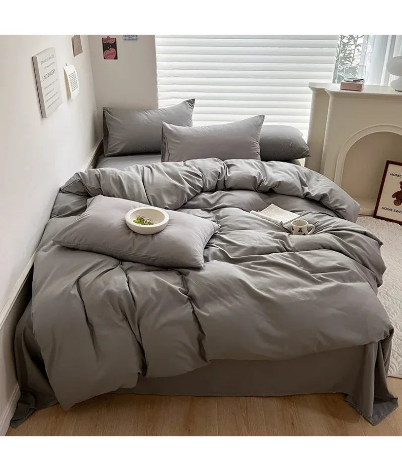 Solid Bed Linen Cotton Bedding Set