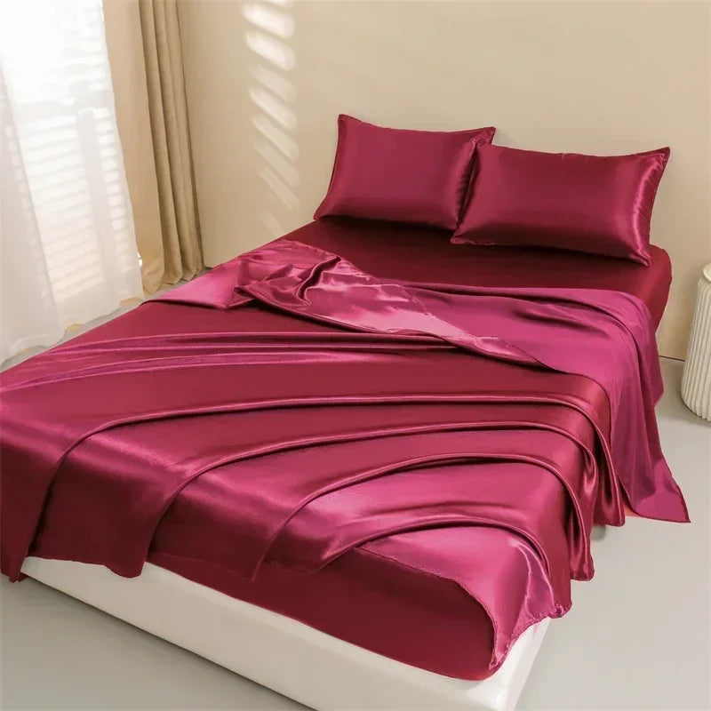 4 Pcs Satin Bed Sheets