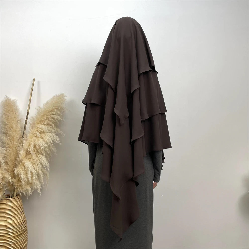 3 Layers Chiffon Hijabs Islamic Clothing Ramadan Eid Headdress